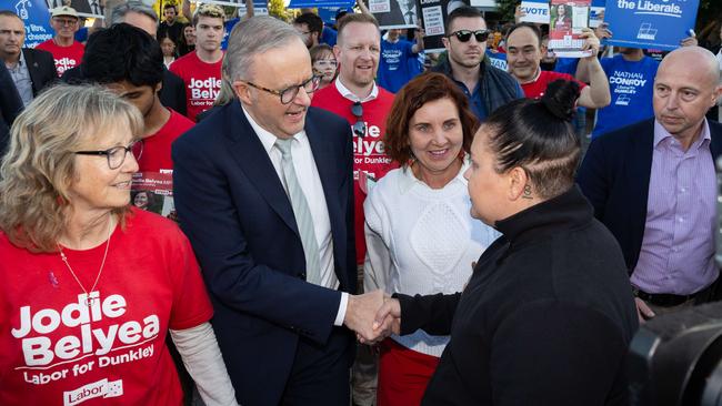 The woman shook the Prime Minister’s hand before launching into a furious tirade. Picture: Jason Edwards / NewsWire