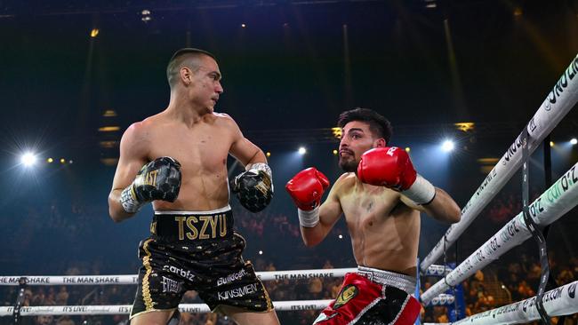 Tim Tszyu defeats Carlos Ocampo with a first round knockout. Picture: No Limit Boxing