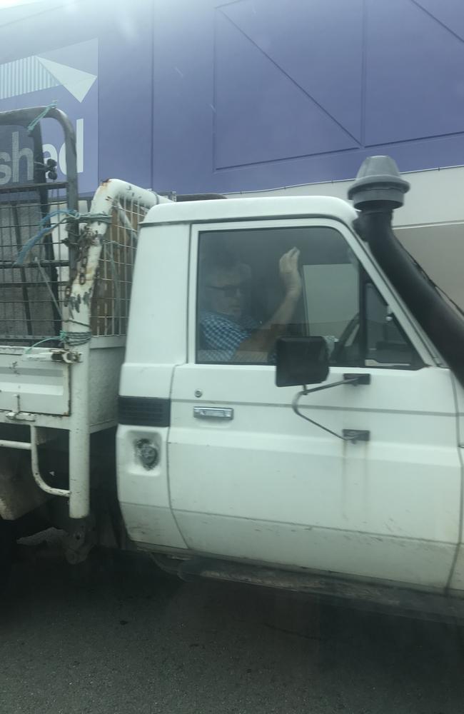 Sunshine Coast mayoral candidate Michael Burgess spotted leaving a shopping complex near where the election signs were pulled out along Nicklin Way, Minyama. Picture: Supplied