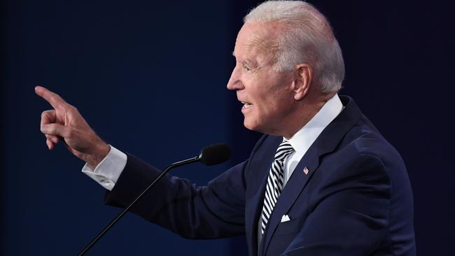 Democratic Presidential candidate and former US Vice President Joe Biden speaks during the first presidential debate at Case Western Reserve University and Cleveland Clinic in Cleveland, Ohio today. Picture: AFP