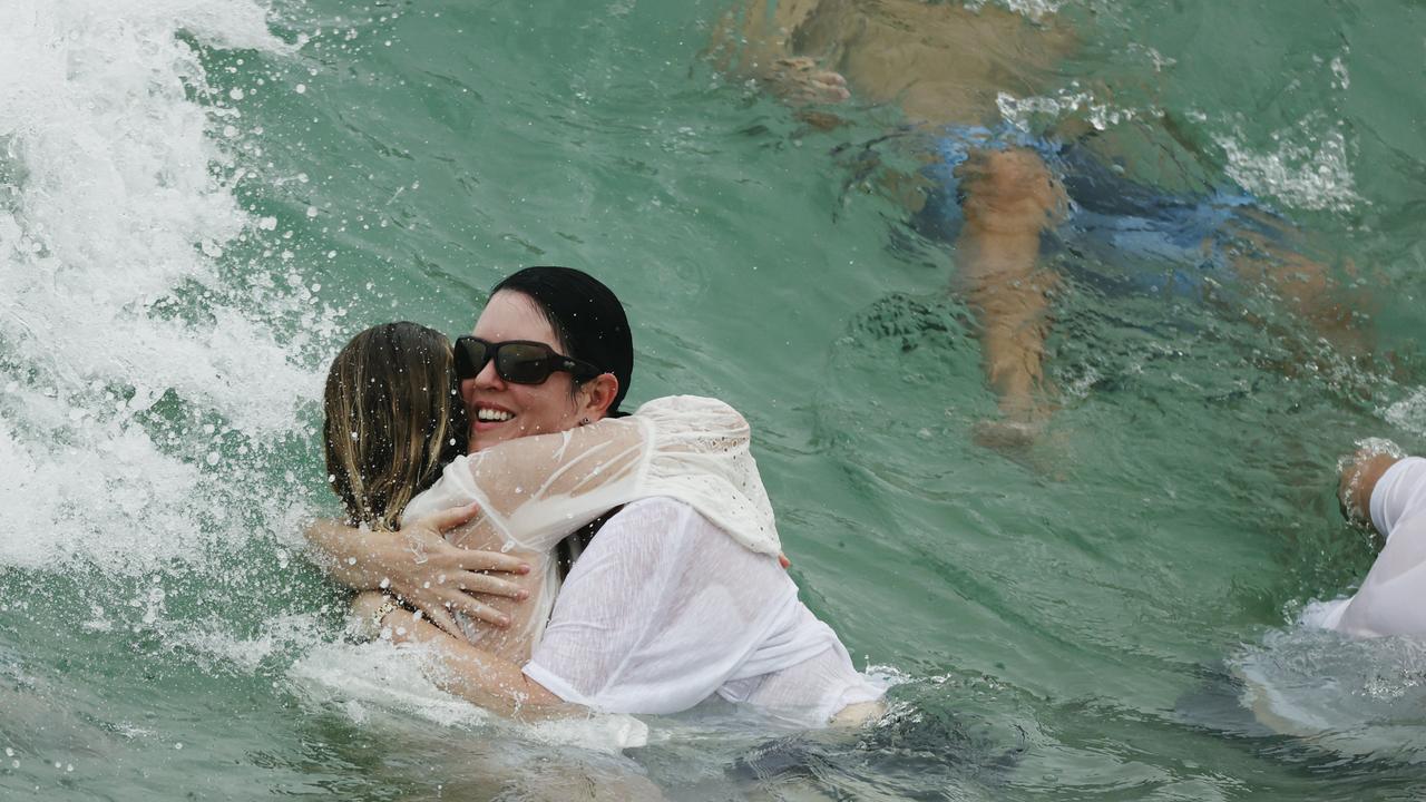 Kerri-Lyn Stewart at the beach tribute for her son, Balin Stewart, at Buddina. Picture: Lachie Millard