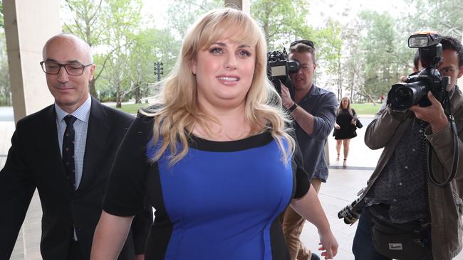 Rebel Wilson arriving st the High Court in canberra. Picture Kym Smith