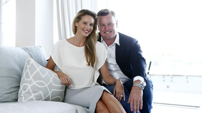 Kelly Laundry and Anthony Bell at their former home in Watsons Bay. Picture: Tim Hunter