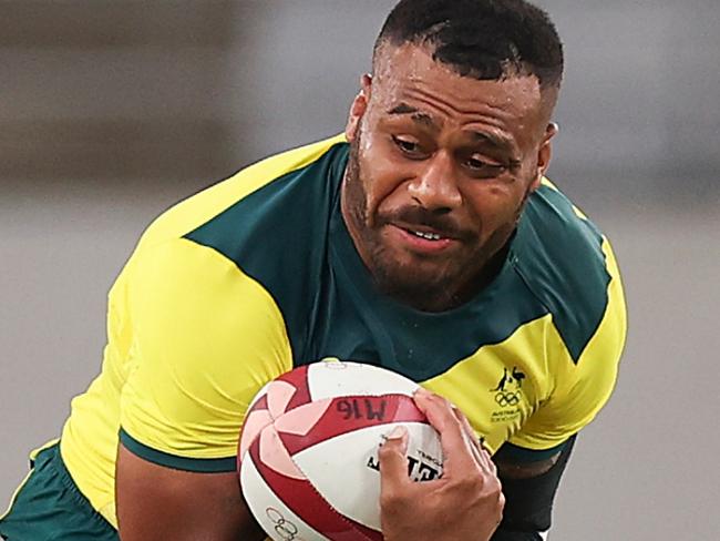 Samu Kerevi helped bury Jamaica in Australia’s opening round game in the men’s sevens. Picture: Dan Mullan/Getty Images