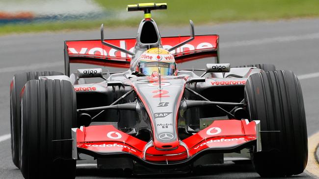 Hamilton in action in his McLaren at Albert Park in Melbourne.