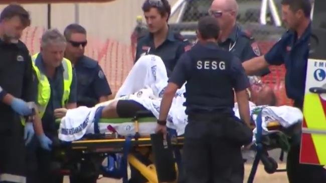 Tony Mokbel being worked on by paramedics at Barwon Prison. Picture: 9 News