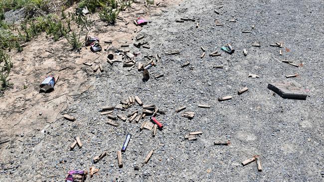 The illegal fireworks at Aurkos Lookout on Lower North East Rd, Highbury were suspected to have started a scrub fire. Picture: Brenton Edwards