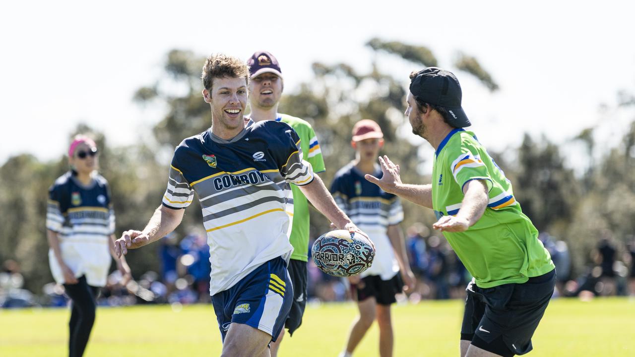 Cowboys Ben Glasby takes on the Raiders defence.