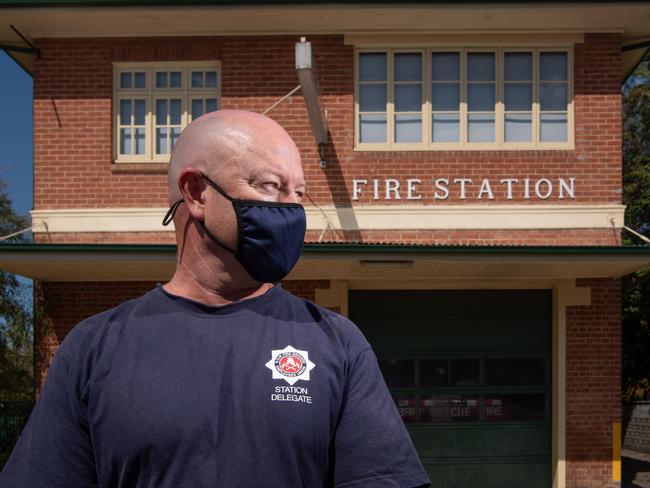 Fire Brigade Employees Union Grafton delegate Chris Rumpf is concerned over plan to take Grafton station offline in the event of staff shortages. Picture: Adam Hourigan