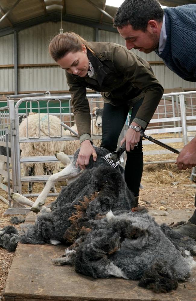 The Duchess told the young girl she’d wore jeans because she was “going to see some sheep”. Picture: Getty Images