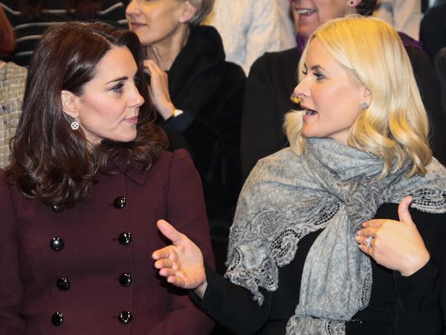 Catherine, then the Duchess of Cambridge, speaks with Norway's Crown Princess Mette-Marit in Oslo, Norway on February 02, 2018. Picture: AFP Photo/NTB Scanpix/Lise AASERUD