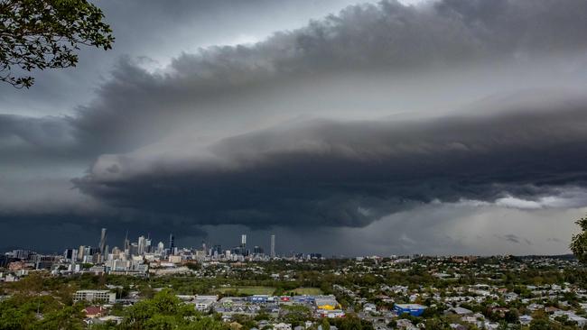 Storms clouds over Brisbane from Windsor, Monday, November 28, 2022 - Picture: Richard Walker