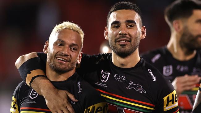 Tyrone May (right) has signed a new deal with the Panthers. Picture: Cameron Spencer/Getty Images