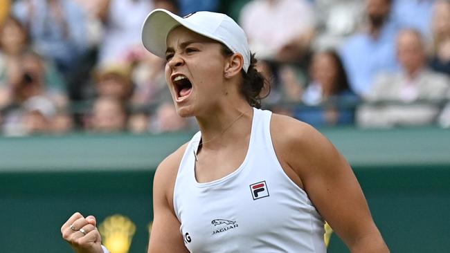 Barty defeated Krejcikova in the round of 16 at Wimbledon last year, and in the quarter-final in Cincinnati. (Photo by Ben STANSALL / AFP)