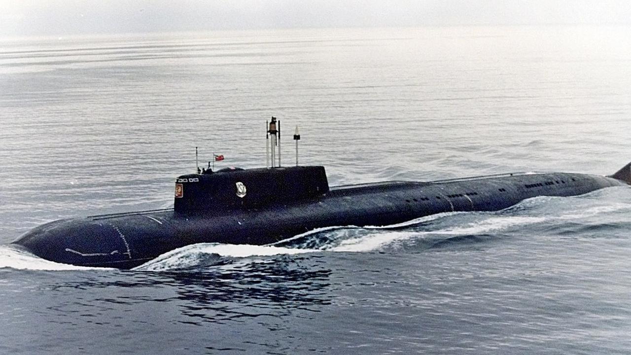 A 1999photograph of the Russian nuclear-powered submarine Kursk in the Barents Sea