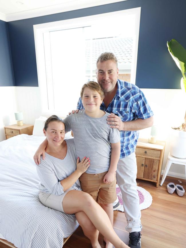 Richard and Tessa Grosvenor with Darcy 9 at their Morningside home they are renovating. Picture: Peter Wallis