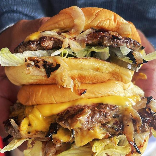 The Oklahoma smashed fried onion cheeseburger.