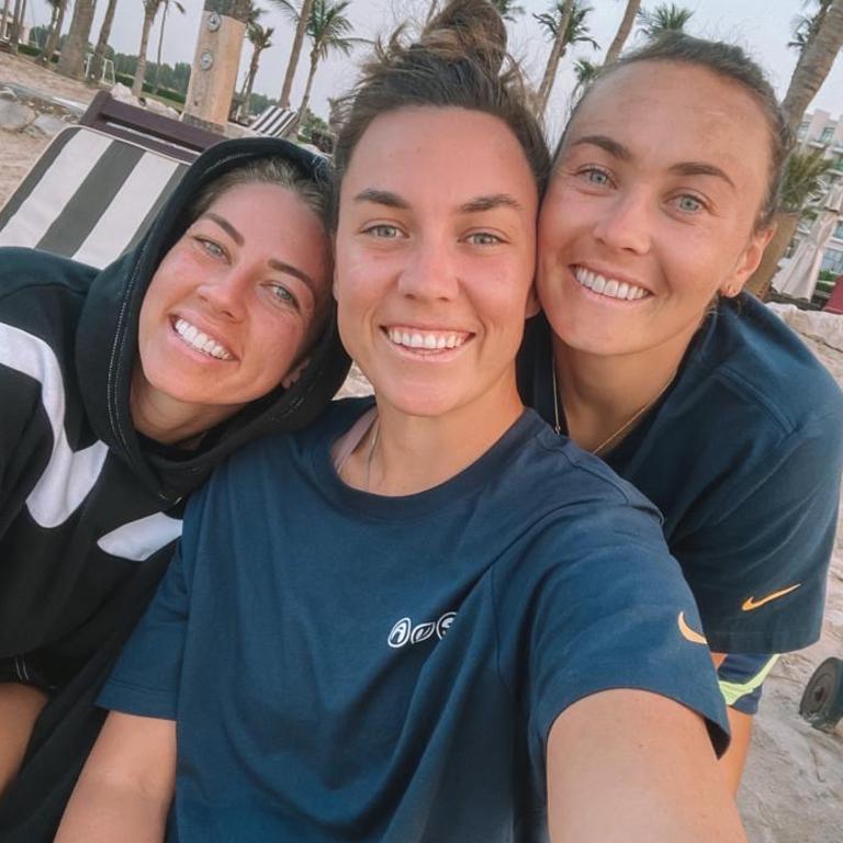 Alanna Kennedy, Mackenzie Arnold and Caitlin Foord are best friends off the pitch.