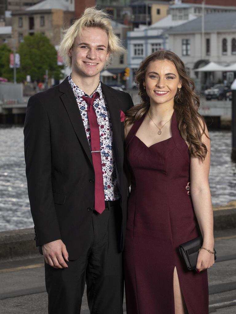 Hobart College leavers Dinner 2021 at the Hobart Function and Conference Centre, Jacob Rowley and Gabriella Lohrey. Picture: Chris Kidd