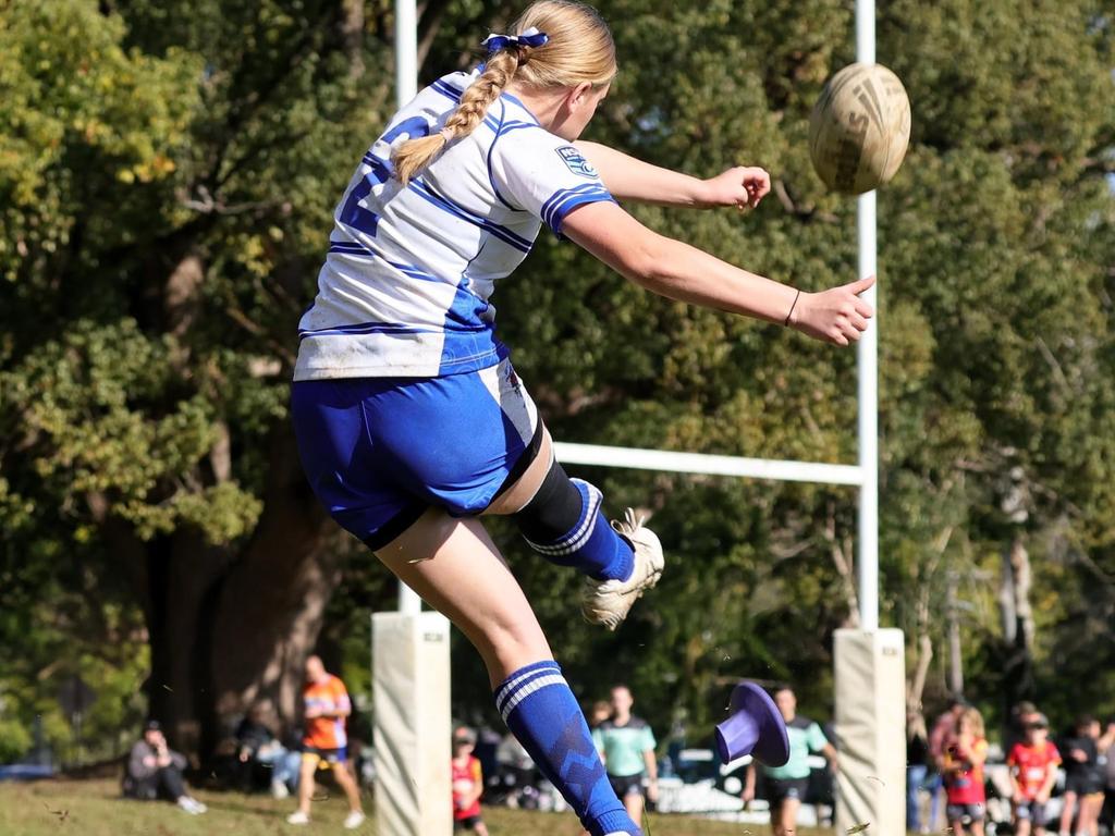 Emily Dietrich shows off her talent from the kicking tee. Pic: NashysPix.