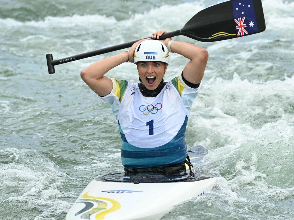 Jessica Fox claims gold in the women’s canoe final. Picture: Bertrand GUAY / AFP