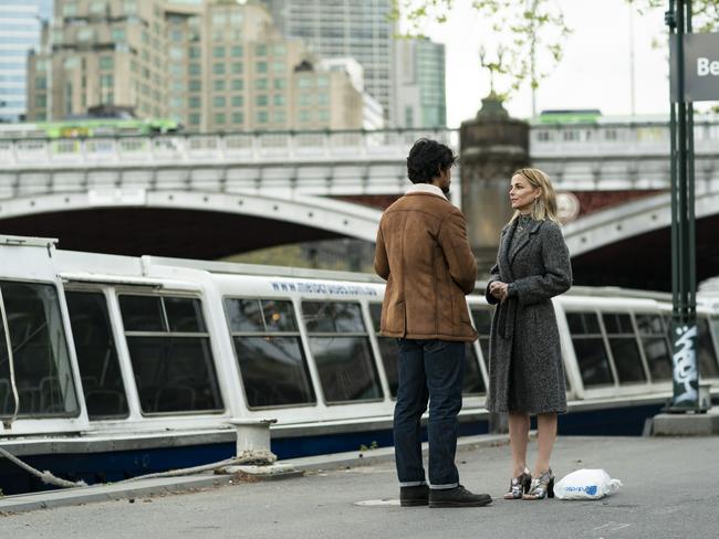 Guest-starring Melbourne ... Bob Morley and Bojana Novakovic act a scene in Love Me. Picture: Sarah Enticknap