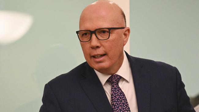 CANBERRA, AUSTRALIA, NewsWire Photos. JULY 31, 2023: The Leader of the Opposition Peter Dutton holds a press conference at Parliament House in Canberra. Picture: NCA NewsWire / Martin Ollman