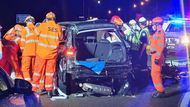 A car and truck collided on the Pacific Highway at Sapphire on Thursday March 11. Coffs Harbour crash.