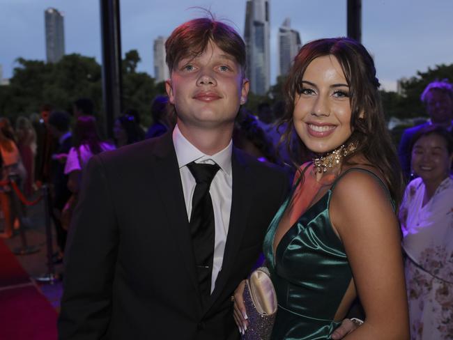 Joshua Palmer and Jorja Kruger at the Coomera Anglican College Formal at HOTA. Picture: Marcelo Lang.