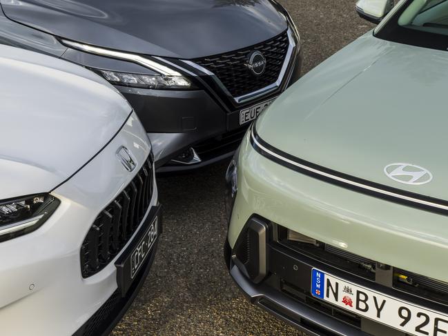 Hyundai Kona, Nissan Qashqai and Honda ZR-V comparison test. Photo: Mark Bean