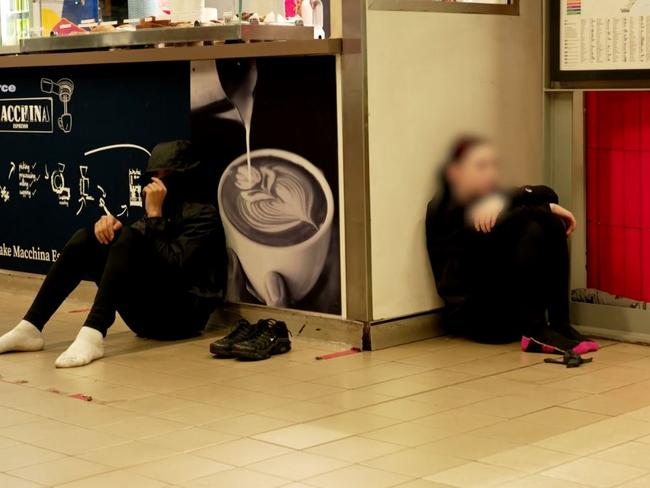 Two of the teens are handcuffed at Bondi Junction train station. Picture: NSW Police