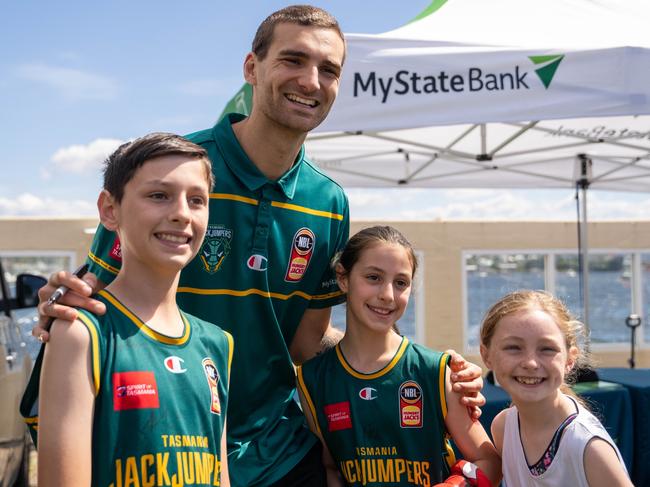 Tasmania JackJumpers player Jack McVeigh meets fans at the recent JackJumpers Family Day at Wrest Point. Picture: Supplied