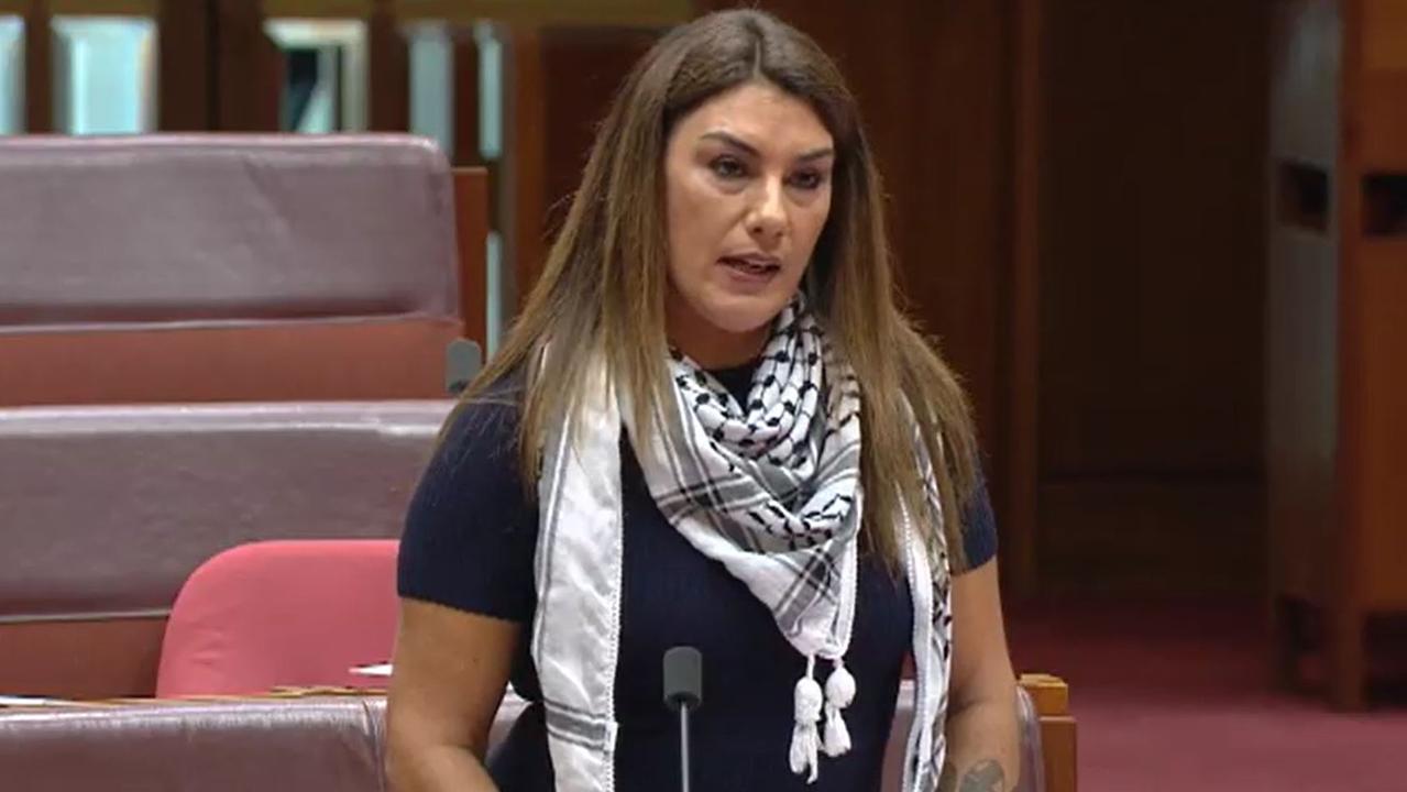 Lidia Thorpe wore a Palestinian Keffiyeh in the Senate on Monday. Picture: Parliament