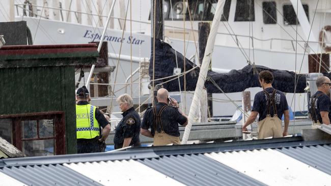 Emergency services respond to an incident at a boat yard involving an explosion at Gepp Parade, Derwent Park. Picture: Chris Kidd