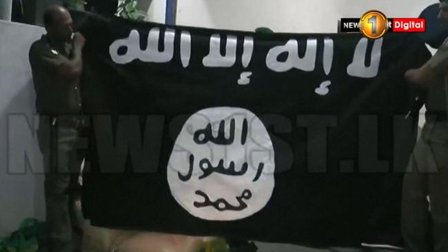 An ISIS flag found at the bomb factory. Picture: Twitter