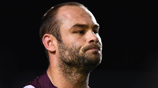 SYDNEY, AUSTRALIA - MARCH 31: Brett Stewart of the Sea Eagles looks dejected after losing the round five NRL match between the Manly Sea Eagles and the South Sydney Rabbitohs at Brookvale Oval on March 31, 2016 in Sydney, Australia.  (Photo by Cameron Spencer/Getty Images)