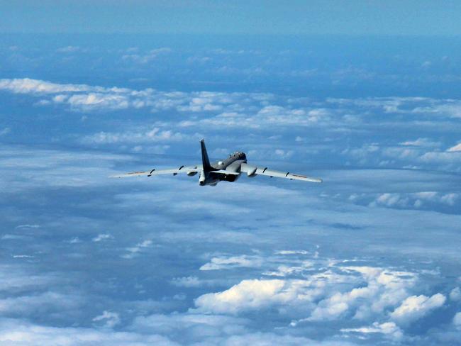 A Chinese H-6K bomber flies during a patrol over the South China Sea. Picture: Xinhua