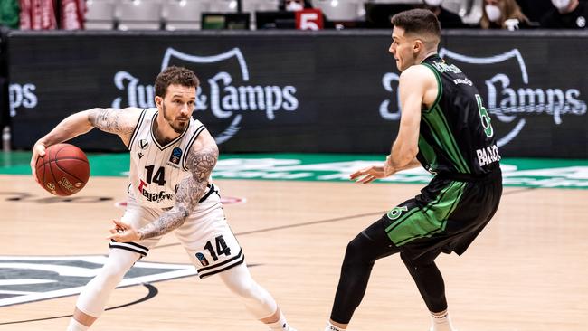 Josh Adams of Virtus Segafredo Bologna in action during the EuroCup, Quarterfinals game 2, basketball match played between Juventut Badalona and Virtus Segafredo Bologna at Palau Olympic de Badalona on March 26, 2021 in Badalona, Spain. (Photo by Javier Borrego / Europa Press Sports via Getty Images)