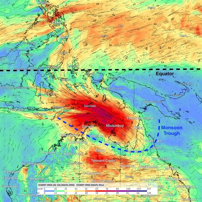 The Northern Australian Monsoon is expected to arrive on Thursday. Picture: Weatherzone.