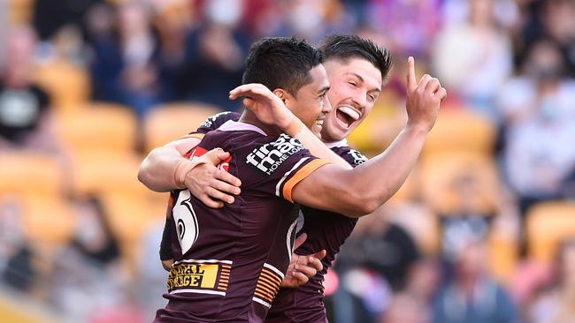 Anthony Milford was outstanding in his last game for the Broncos, scoring a try and playing a hand in several others. Picture: Getty Images.