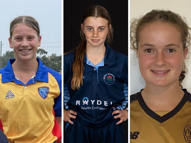 Margaret Peden Shield representative cricketers Caoimhe Bray, Hannah Moss and Emily Powell.