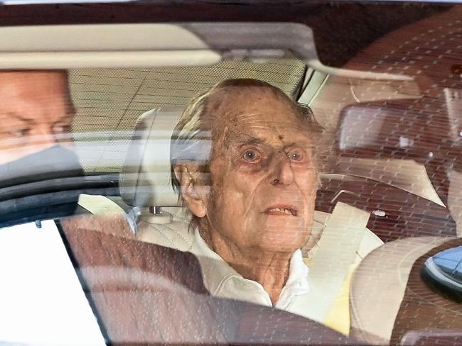 Prince Philip, Duke of Edinburgh leaving King Edward VII's Hospital on March 16. Picture: DANIEL LEAL-OLIVAS / AFP)