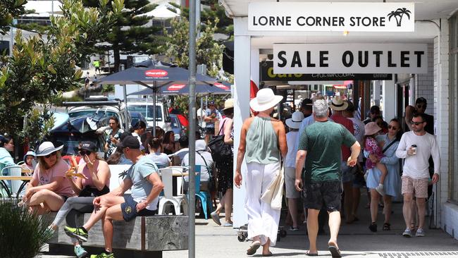 The busy summer streets of Lorne. Picture: Alison Wynd