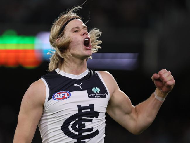 De Koning was linked with Sydney and St Kilda before re-signing at Carlton. Picture: James Elsby