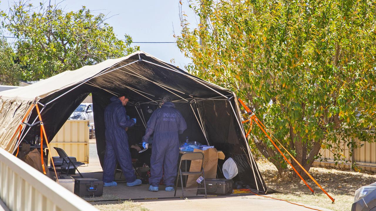 Forensics at the house on Tonkin Crescent in Carnarvon on Sunday where Terence Kelly lived