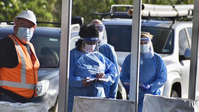 A QML Pathology drive-through Covid-19 testing clinic in Byron Bay.