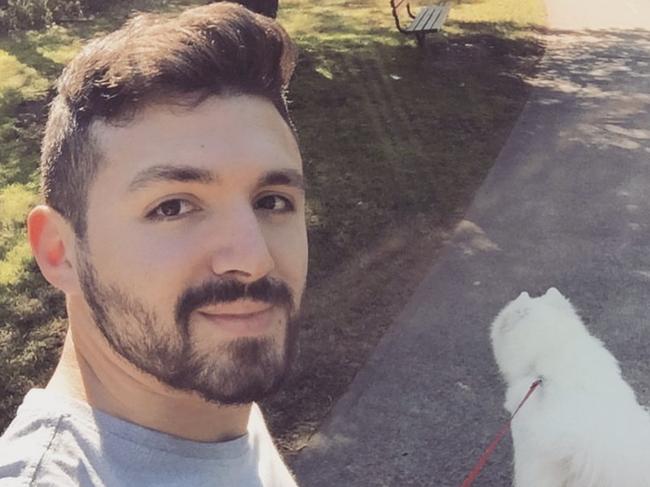 Alfie walking his dog through the bike tracks in Camden