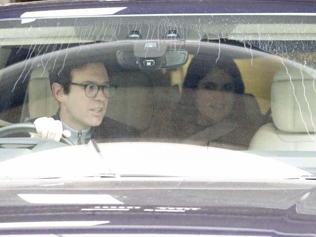 Princess Eugenie of York and Jack Brooksbank leave Portland Hospital, London, with their new baby son. Picture: John Phillips/Getty Images