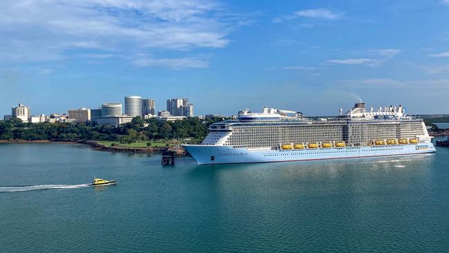 Luxury cruise liner Quantum of the Seas maiden voyage to Darwin on November 25, 2024. Supplied: Darwin Port Operations.