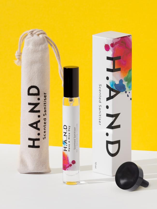 Scent-sational sanitiser H.A.N.D. Sanitising Scent (refillable), $19.95, haveanicedaygoods.co